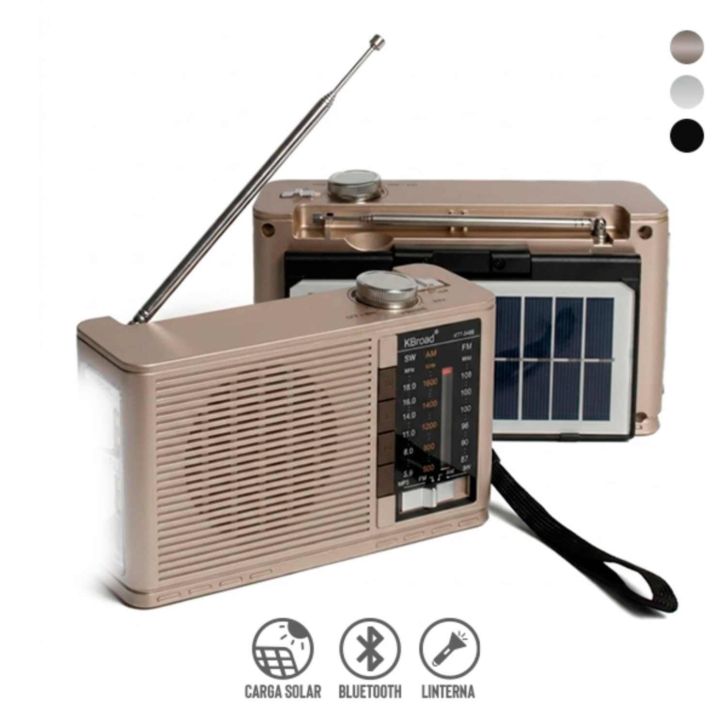 RADIO KTF-2468 PORTÁTIL PANEL SOLAR LINTERNA BLUETOOTH MULTIBANDA - 1