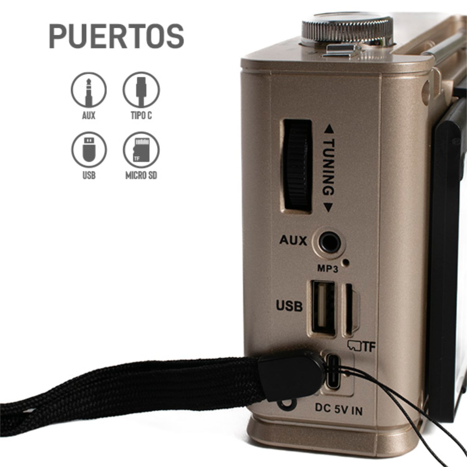 RADIO KTF-2468 PORTÁTIL PANEL SOLAR LINTERNA BLUETOOTH MULTIBANDA - 3