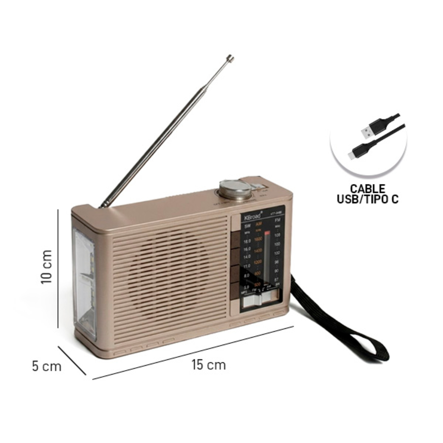 RADIO KTF-2468 PORTÁTIL PANEL SOLAR LINTERNA BLUETOOTH MULTIBANDA - 7