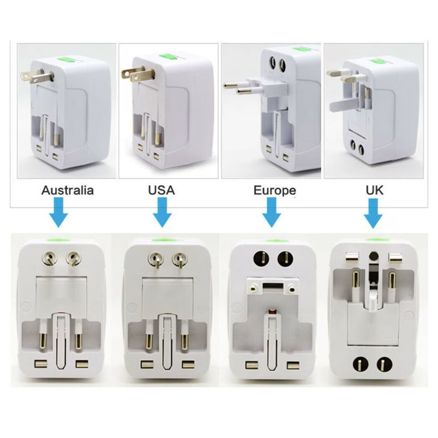 ADAPTADOR UNIVERSAL BAIHUO MY-7531 150 PAÍSES CON USB-C Y 2 USB - 2
