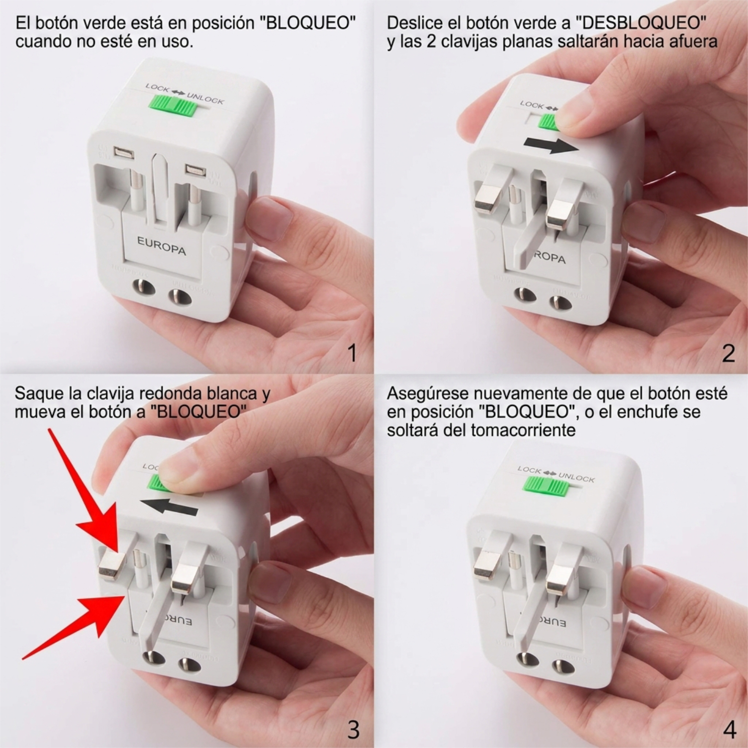 ADAPTADOR UNIVERSAL BAIHUO MY-7531 150 PAÍSES CON USB-C Y 2 USB - 3