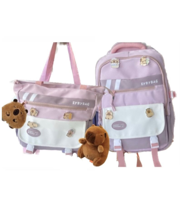 PACK MOCHILA + LONCHERA ESCOLAR CAPYBARA TAMAÑO OFICIO - 1