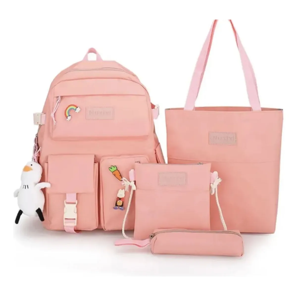 MOCHILA KAWAII COREANA SET DE 5PIEZAS CON ACCESORIOS - 1