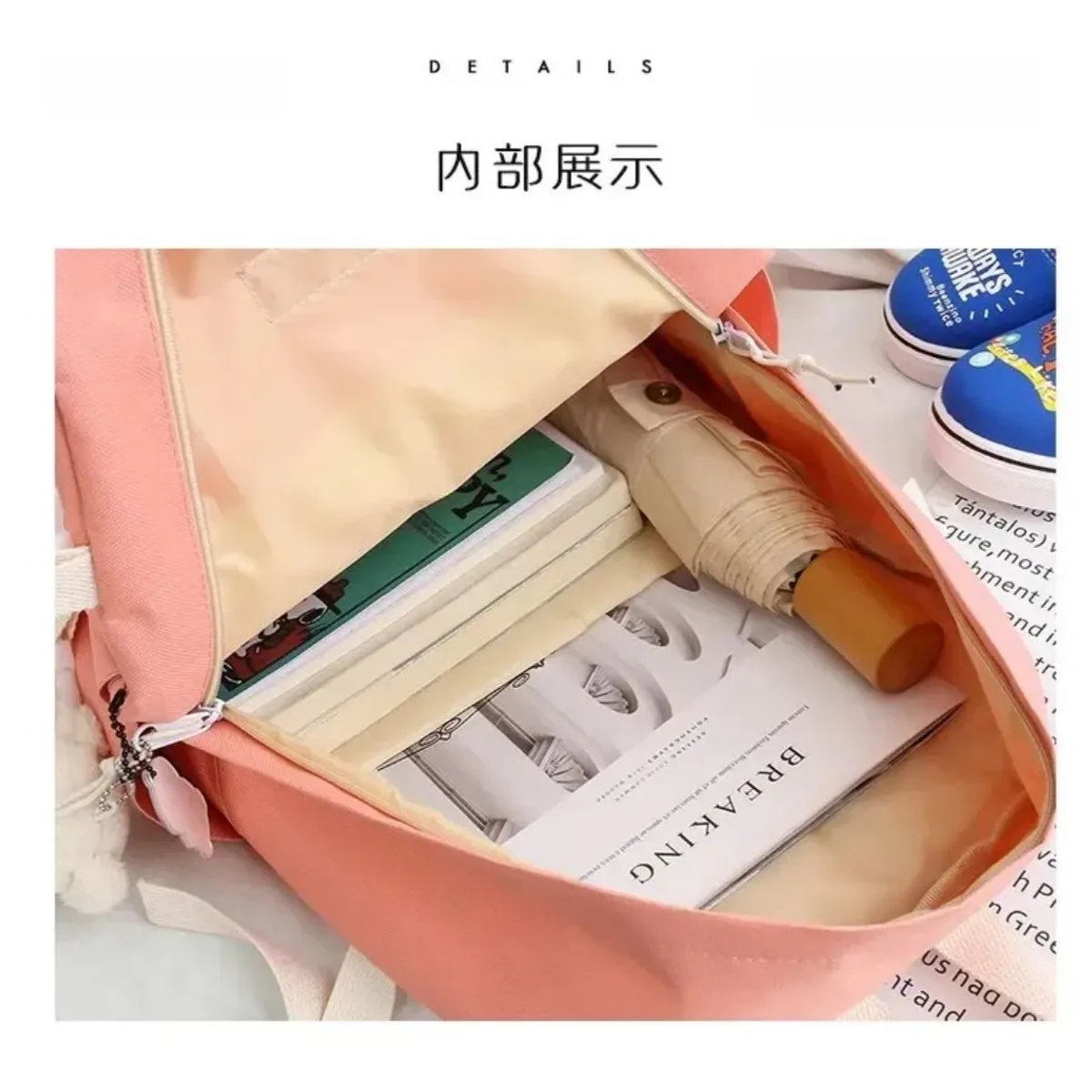 MOCHILA KAWAII COREANA SET DE 5PIEZAS CON ACCESORIOS - 3