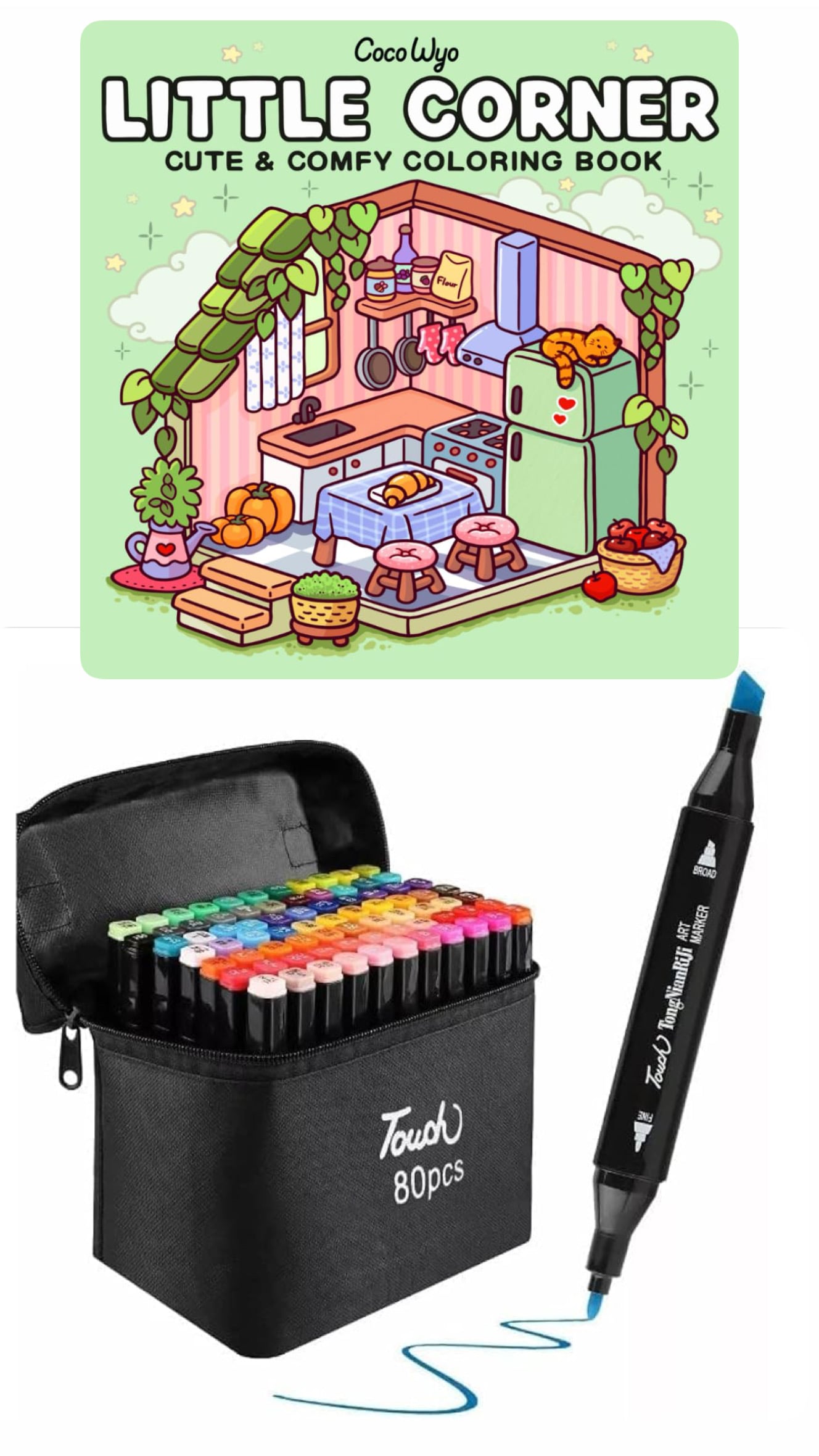 PLUMONES TOUCH DE 80 DOBLE PUNTA + LIBRO PARA COLOREAR
COCOWYO COZY K POP - 1