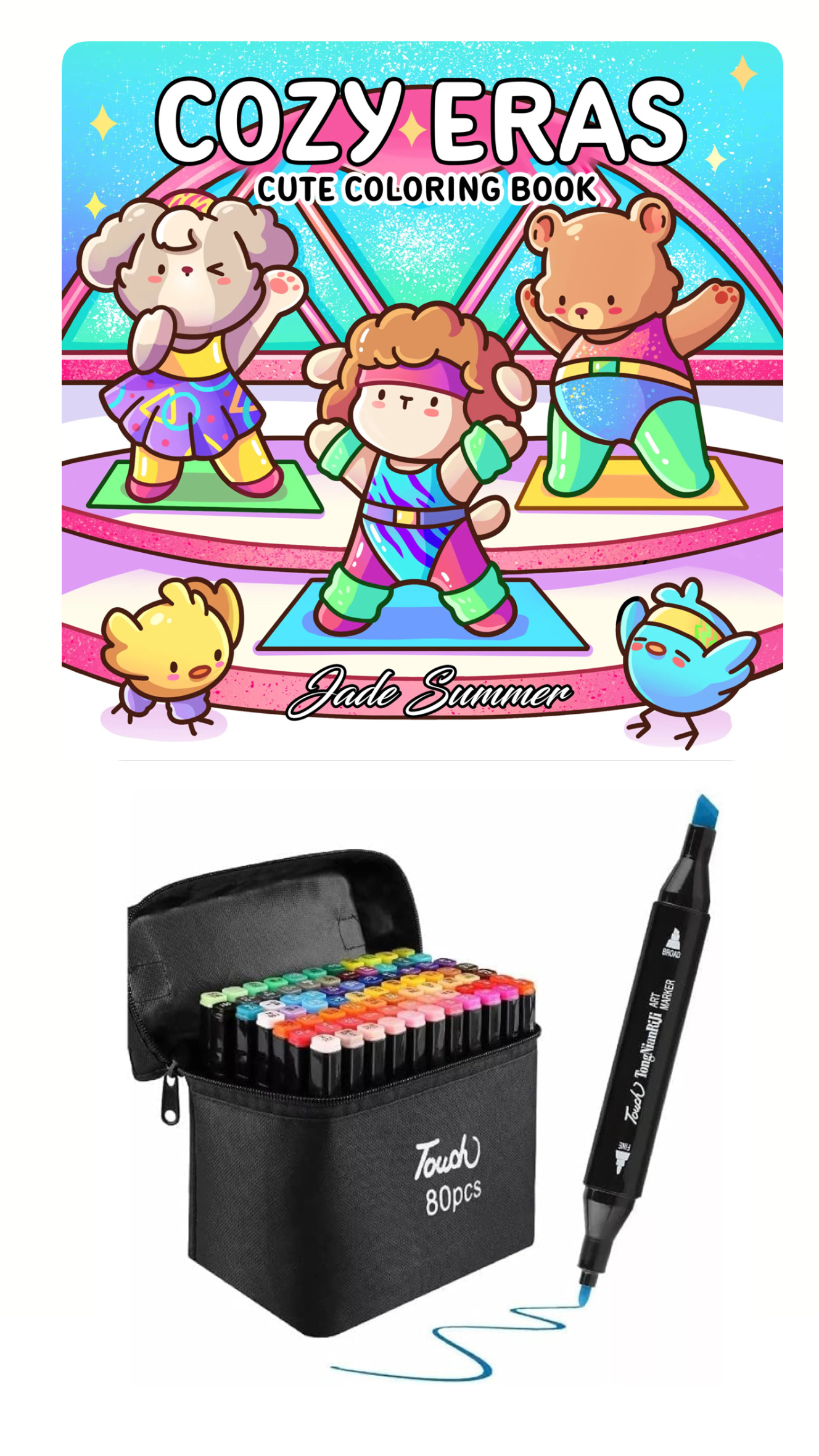 PLUMONES TOUCH DE 80 DOBLE PUNTA + LIBRO PARA COLOREAR COCOWYO COZY ERAS - 1