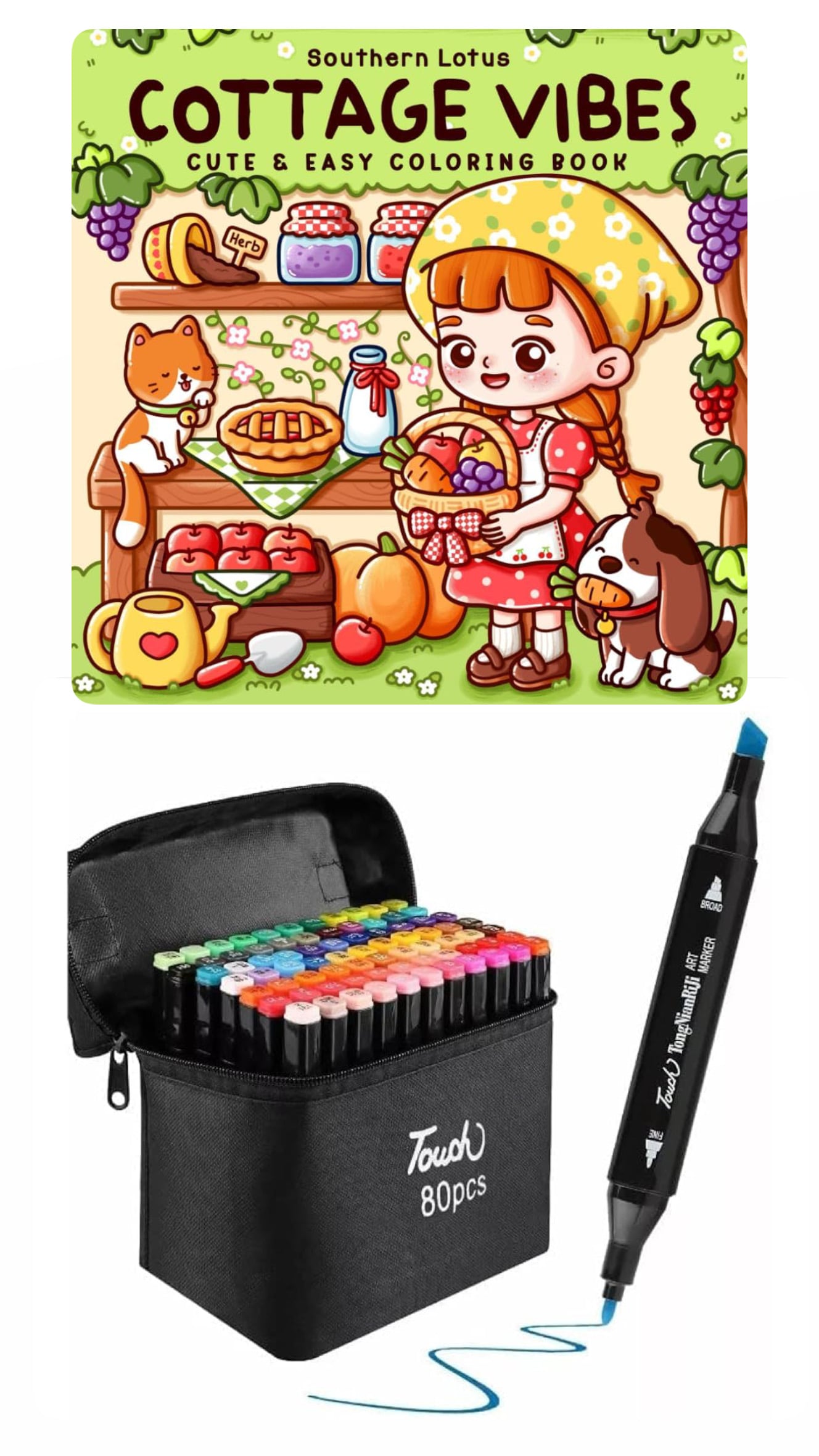 PLUMONES TOUCH DE 80 DOBLE PUNTA + LIBRO PARA COLOREAR
COCOWYO COTTAGE VIBES - 1
