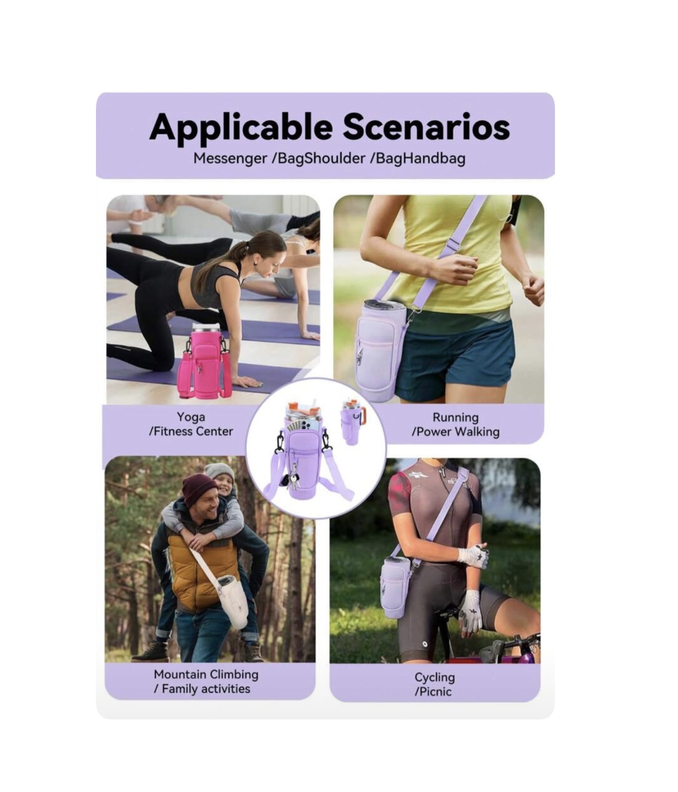 FUNDA PORTA BOTELLA 40 OZ CON BOLSILLO Y CORREA AJUSTABLE – SOPORTE PARA BOTELLAS GRANDES – PORTA CELULAR Y LLAVES - 3