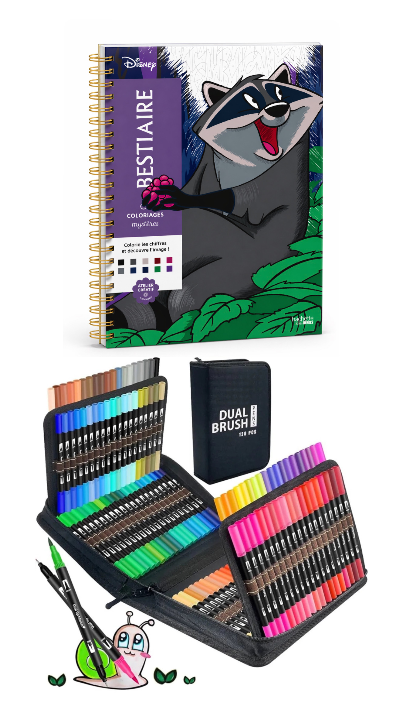 PLUMONES DUAL BRUSH PUNTA
PINCEL 120 COLORES CON ESTUCHE + LIBRO DISNEY PARA COLOREAR POR NÚMEROS - 1
