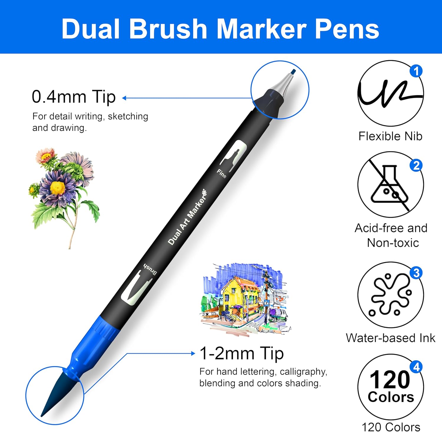 PLUMONES DUAL BRUSH PUNTA
PINCEL 120 COLORES CON ESTUCHE + LIBRO DISNEY PARA COLOREAR POR NÚMEROS - 2