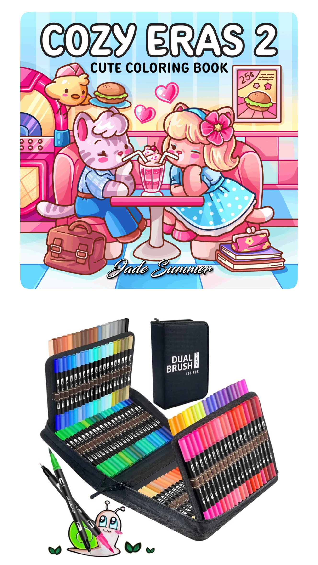 PLUMONES DUAL BRUSH PUNTA
PINCEL 120 COLORES CON ESTUCHE + LIBRO PARA COLOREAR COCOWYO COZY ERAS 2 - 1