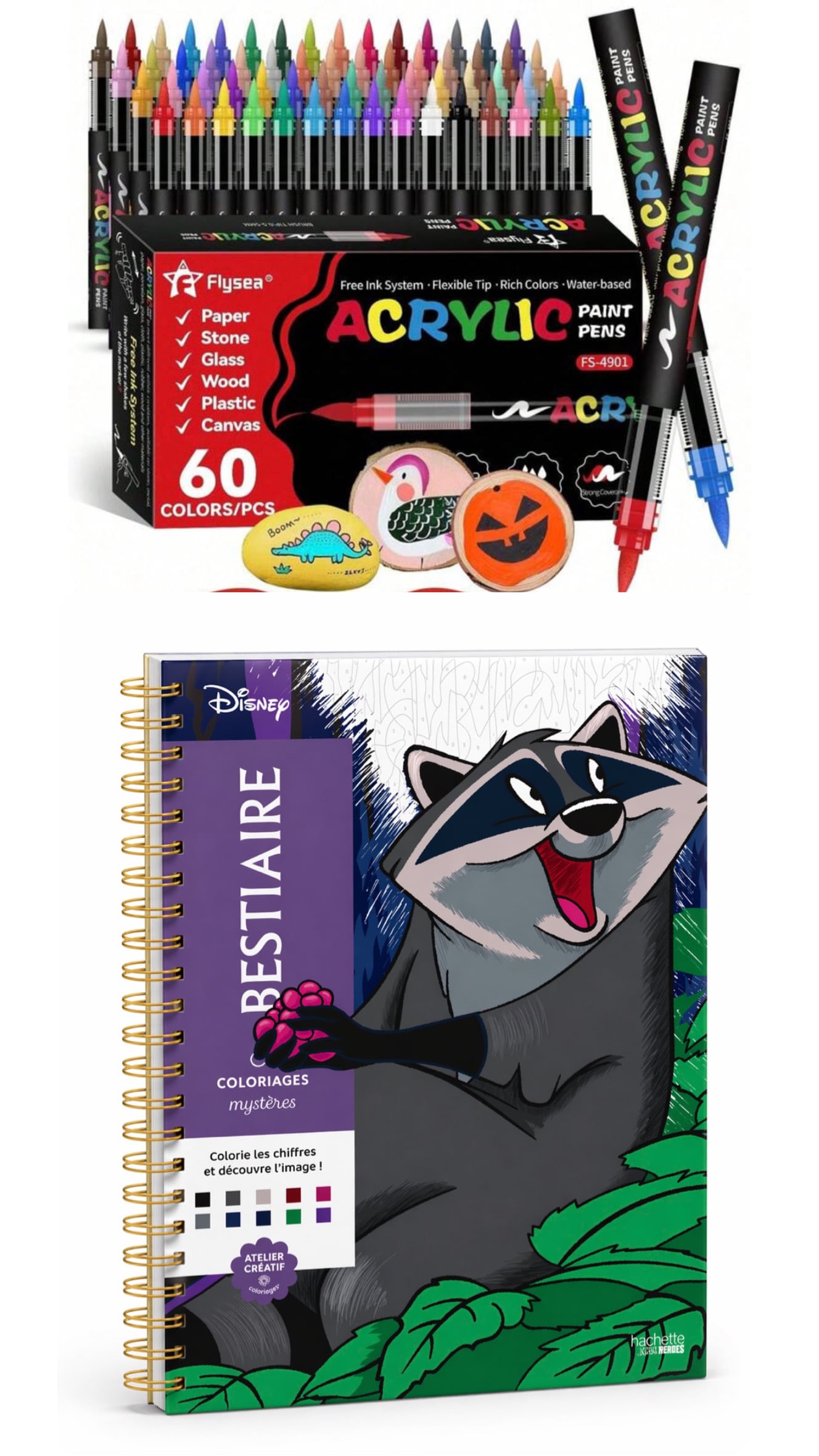 PLUMONES ACRÍLICOS X 60+ LIBRO DISNEY PARA COLOREAR POR NÚMEROS /  60 COLORES + LIBRO DISNEY - 1