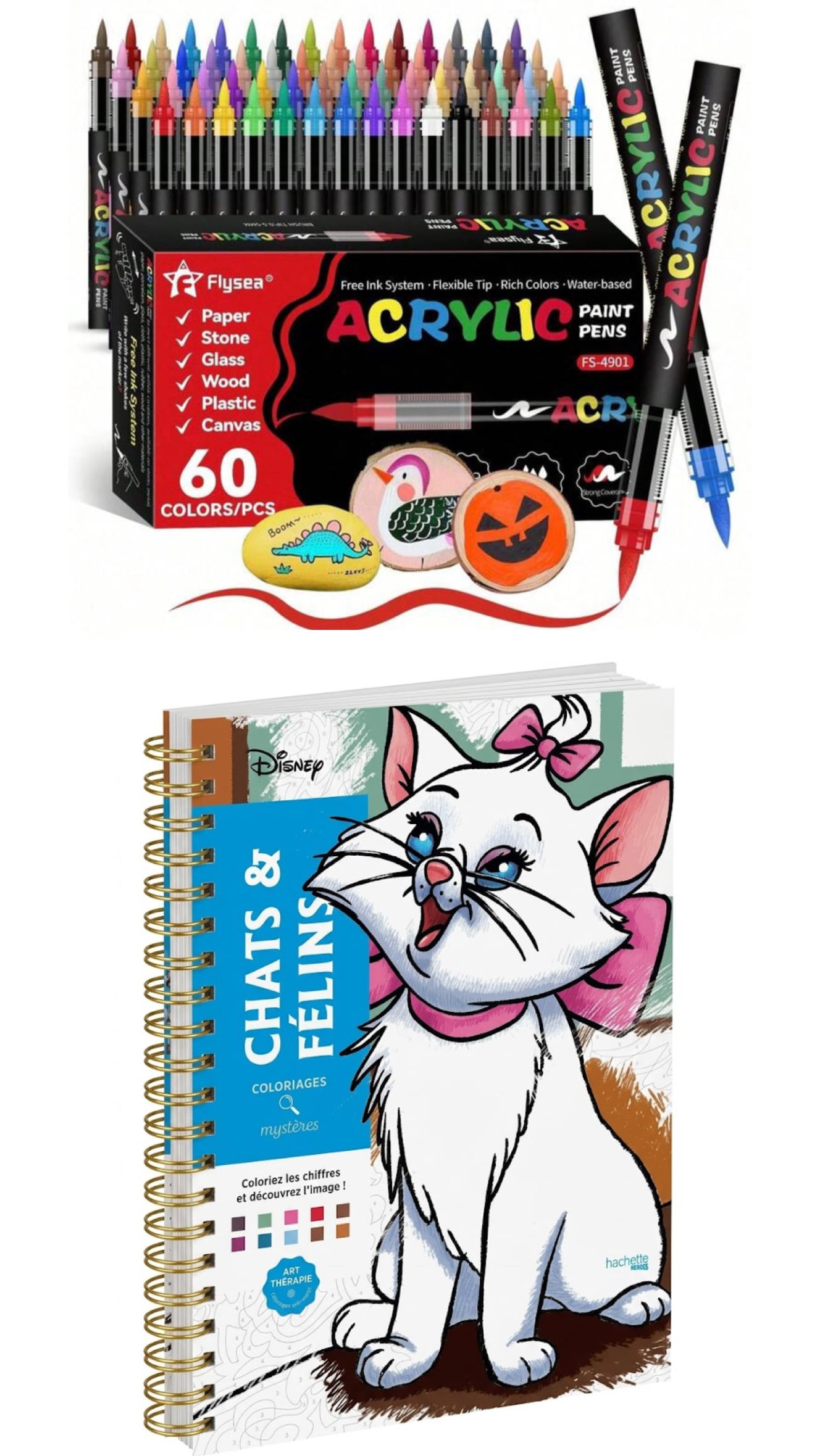 PLUMONES ACRÍLICOS X 60+ LIBRO DISNEY PARA COLOREAR POR NÚMEROS /  60 COLORES + LIBRO DISNEY - 1