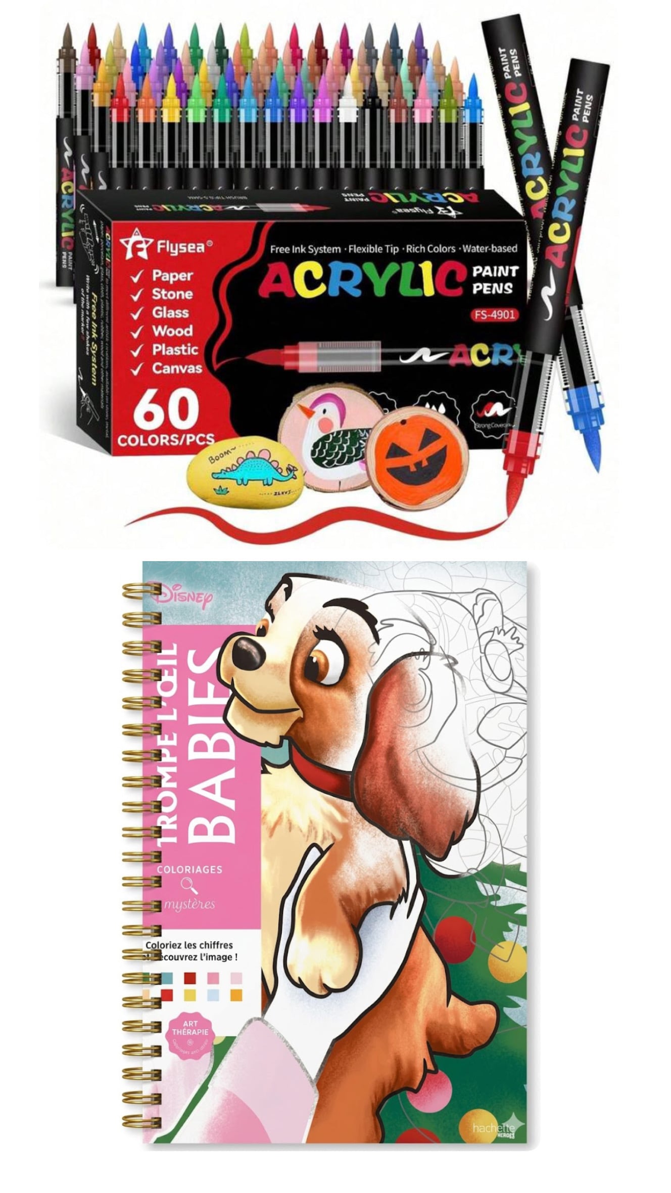 PLUMONES ACRÍLICOS X 60+ LIBRO DISNEY PARA COLOREAR POR NÚMEROS /  60 COLORES + LIBRO DISNEY - 1