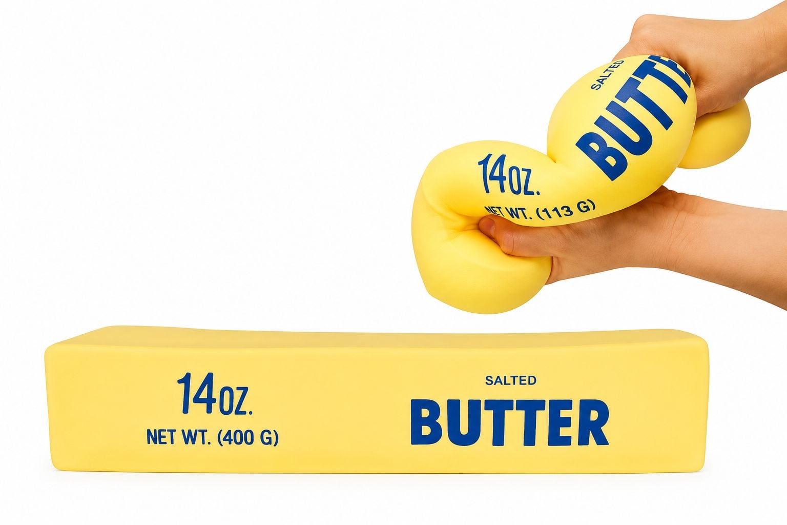 PACK DE 2 SQUISHY JUMBO ANTIESTRÉS MANTEQUILLA SLOW RISING Y QUESO CON RELLENO DE ESPUMA - 4