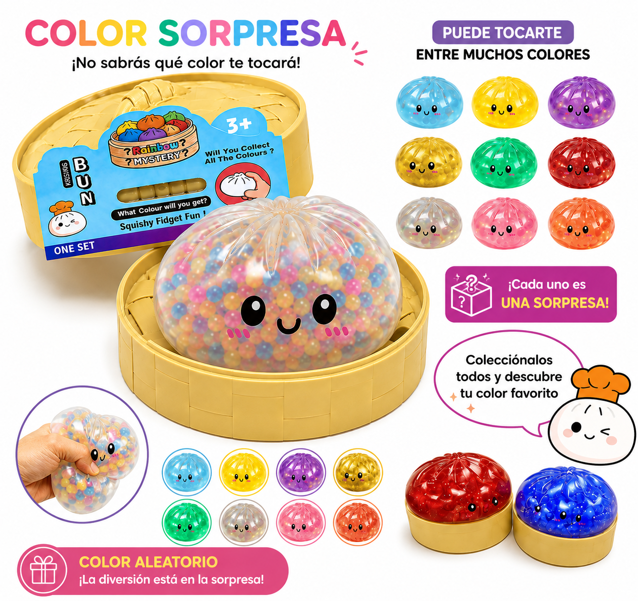 SQUISHY ANTIESTRÉS DUMPLING RAINBOW MYSTERY GRANDE CON VAPORERA VIRAL - 3