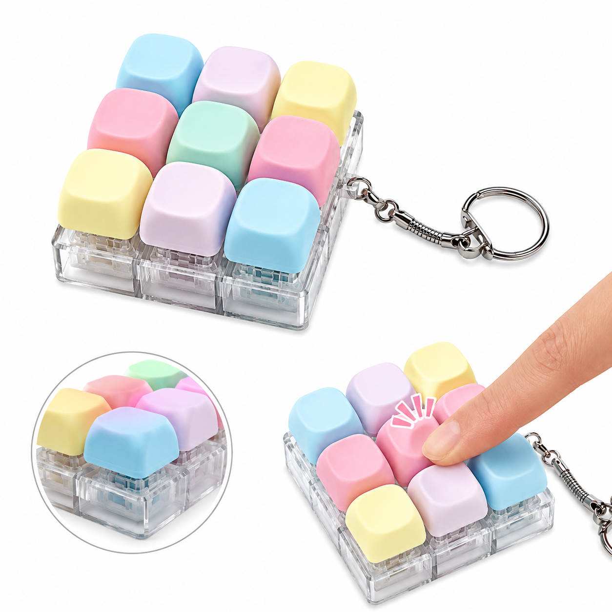 TECLADO ANTIESTRES SENSORIAL 9 TECLAS TIPO LLAVERO SQUISHY - 1