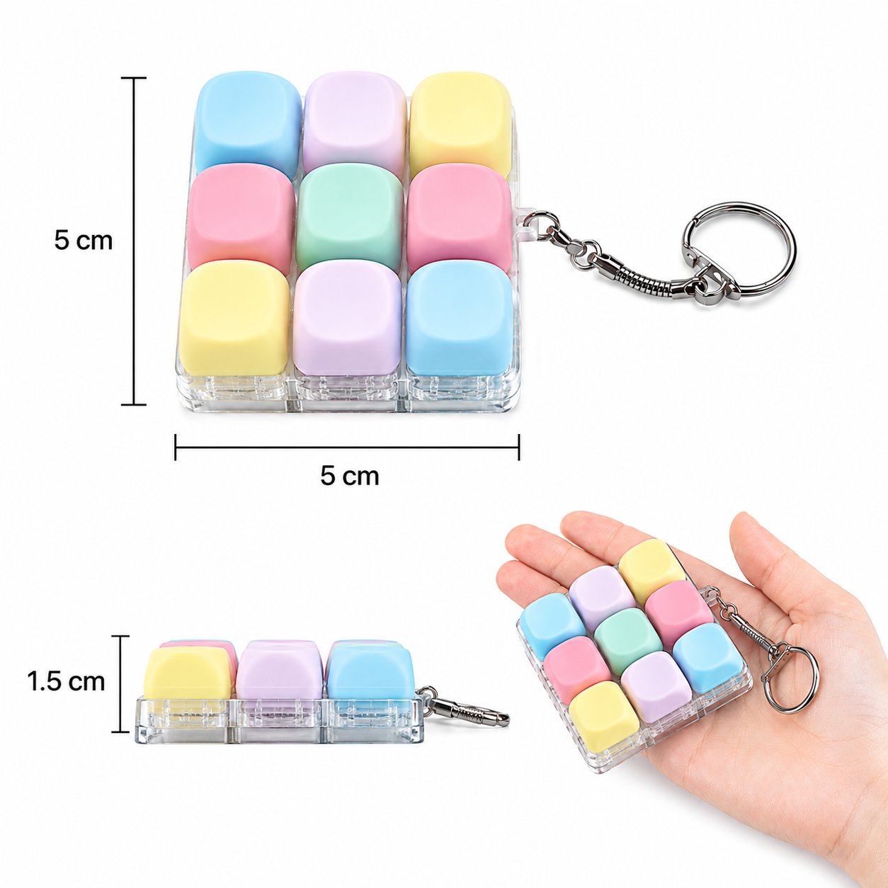 TECLADO ANTIESTRES SENSORIAL 9 TECLAS TIPO LLAVERO SQUISHY - 2