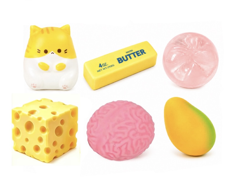 PACK 6 SQUISHY ANTIESTRES SENSORIALES SUAVES MANTEQUILLA Y CUBO TIPO NEE DOH - 1