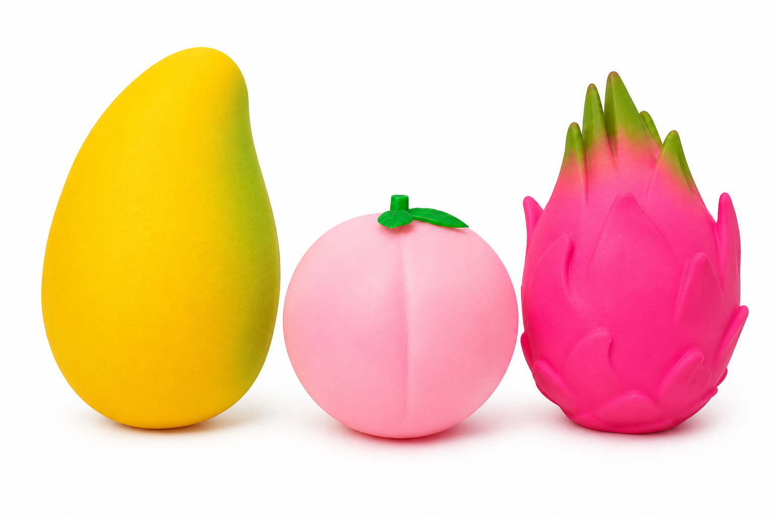 PACK 3 SQUISHY ANTIESTRES FRUTAS MANGO DURAZNO Y PITAHAYA - 1