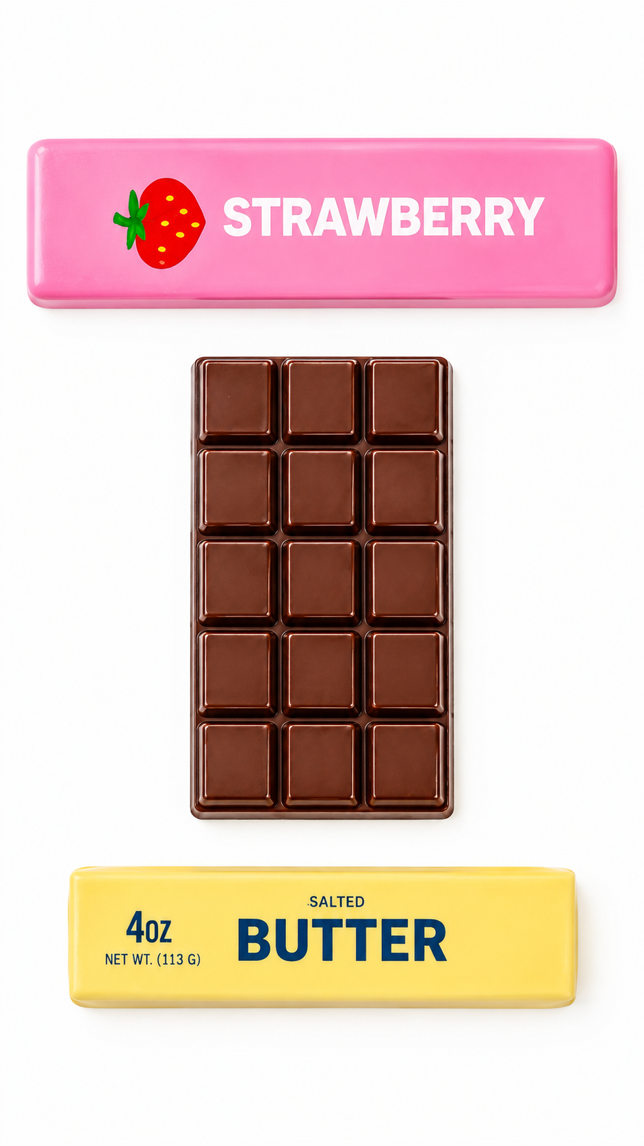 PACK X3 SQUISHY ANTIESTRES FIDGET CHOCOLATE MANTEQUILLA Y FRESA - 1
