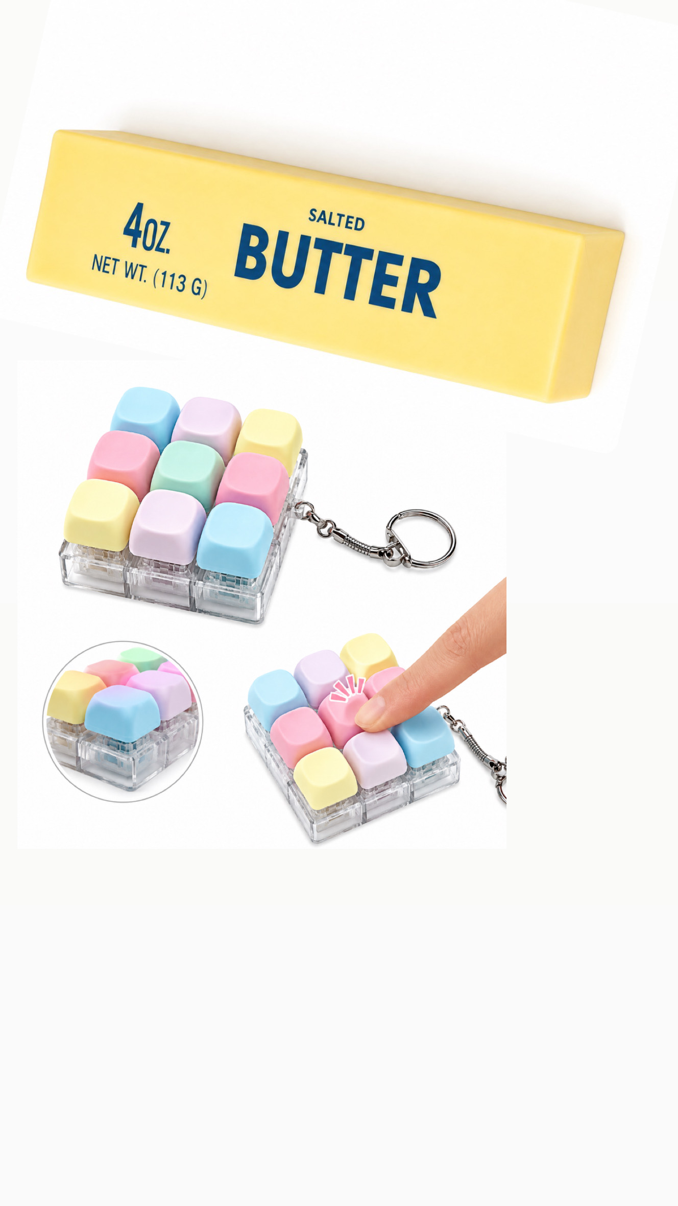 TECLADO ANTIESTRES Y SQUISHY MANTEQUILLA JUGUETE SENSORIAL - 1