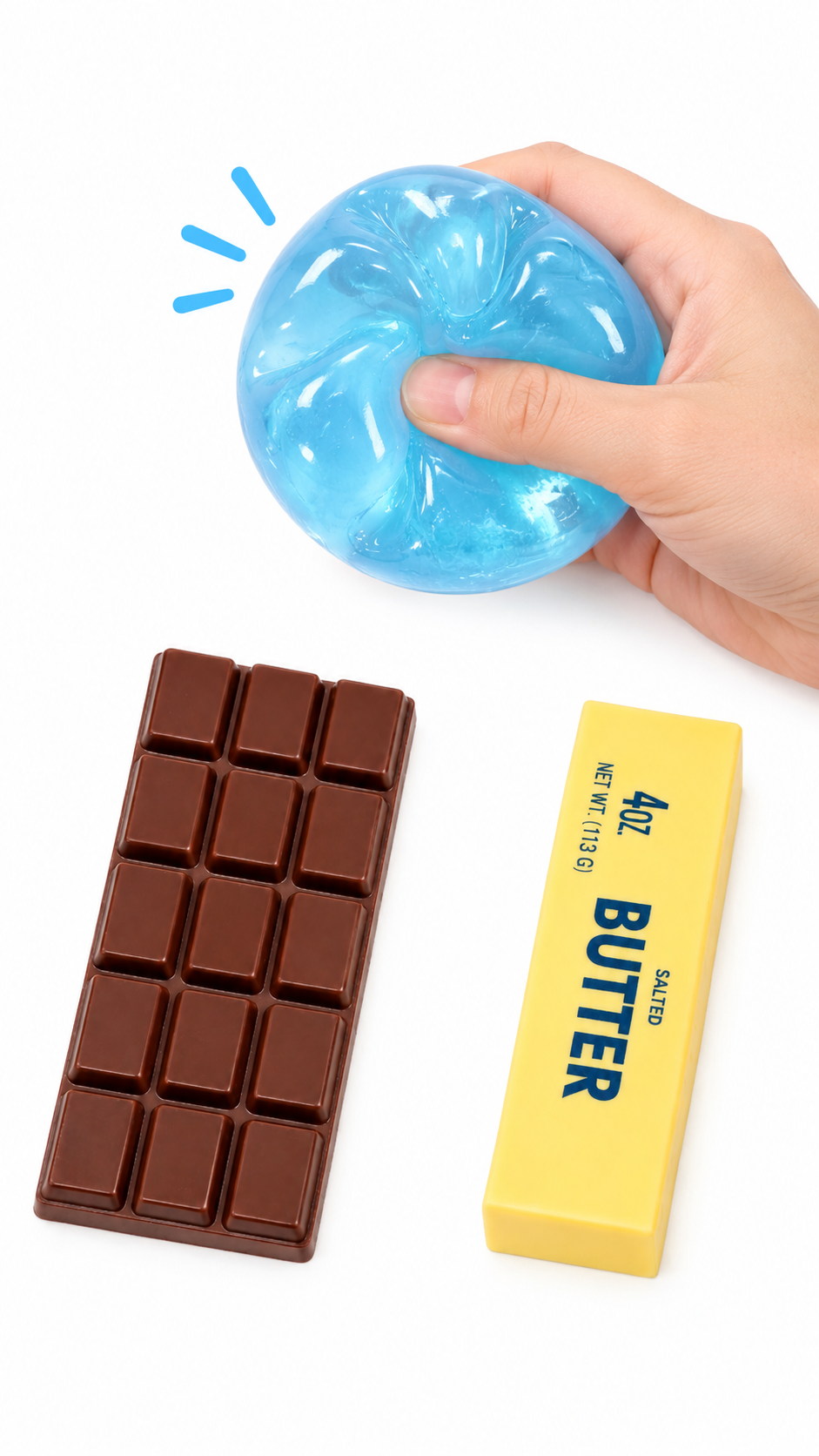 PACK X3 SQUISHY ANTIESTRES FIDGET CHOCOLATE MANTEQUILLA Y COCONUT OIL TIPO NEE DOH - 1