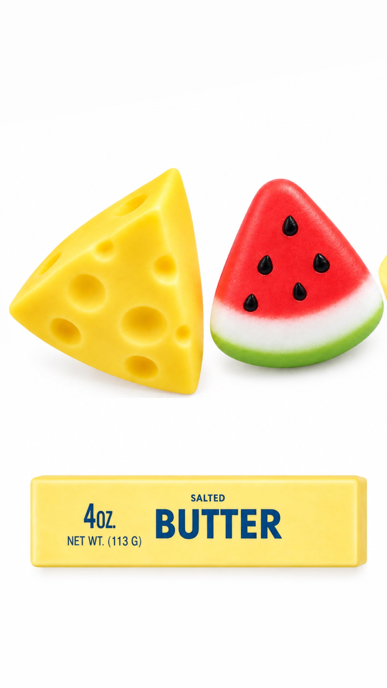 PACK DE 3 SQUISHIES SENSORIALES QUESO SANDIA Y MANTEQUILLA - 1