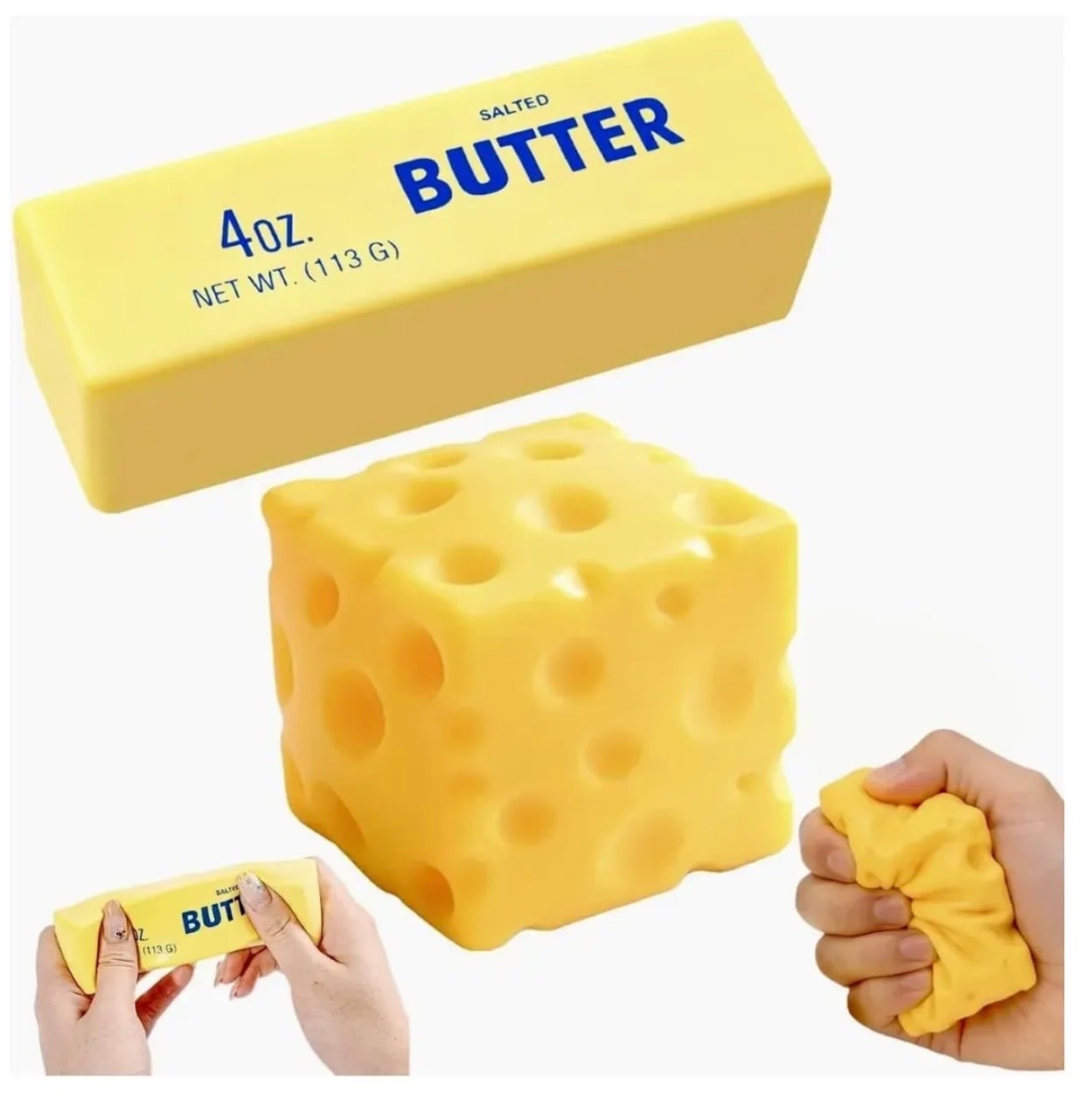 PACK DE 3 SQUISHY ANTIESTRÉS SENSORIAL MANTEQUILLA MANI Y QUESO - 2