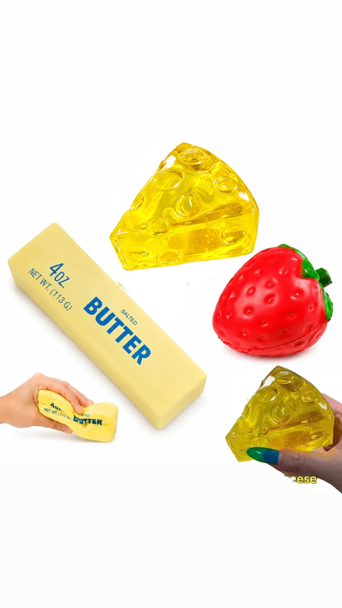 PACK X3 SQUISHY ANTIESTRÉS MANTEQUILLA QUESO Y FRESA SLOW RISING SUAVES SENSORIALES - 1