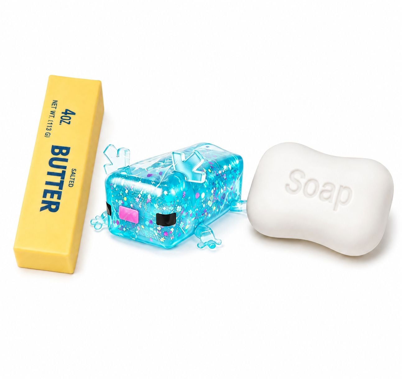 PACK DE 3 SQUISHY MANTEQUILLA JABON Y CUBO ANTIESTRES - 1