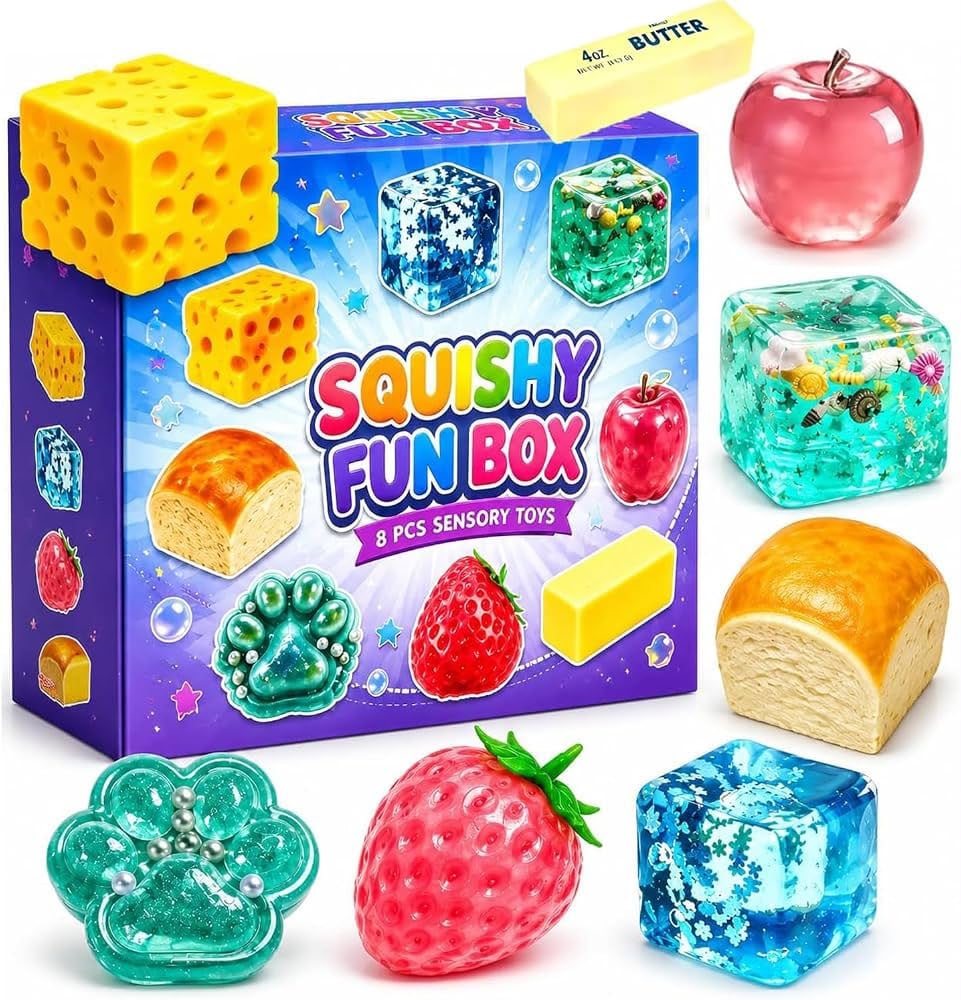 PACK CON 8 SQUISHIES ANTIESTRES BUTTER Y VASELINA TIPO NEE DOH - 1