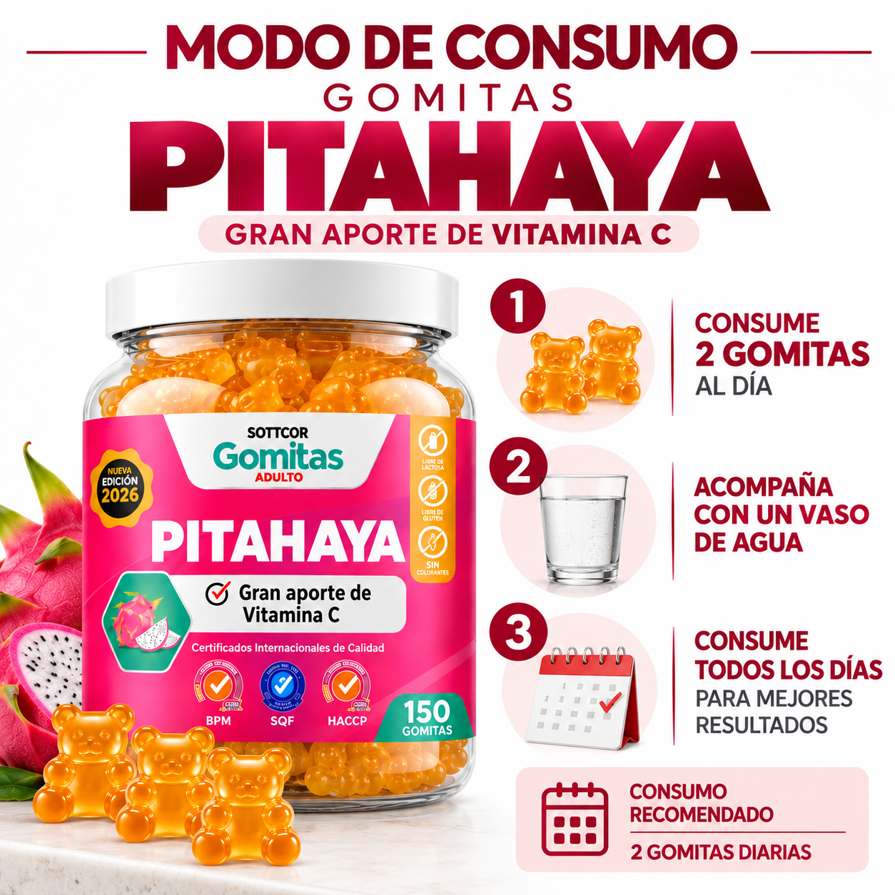 PACK 3 GOMITAS PITAHAYA 450 UND SOTTCOR LABS - 4