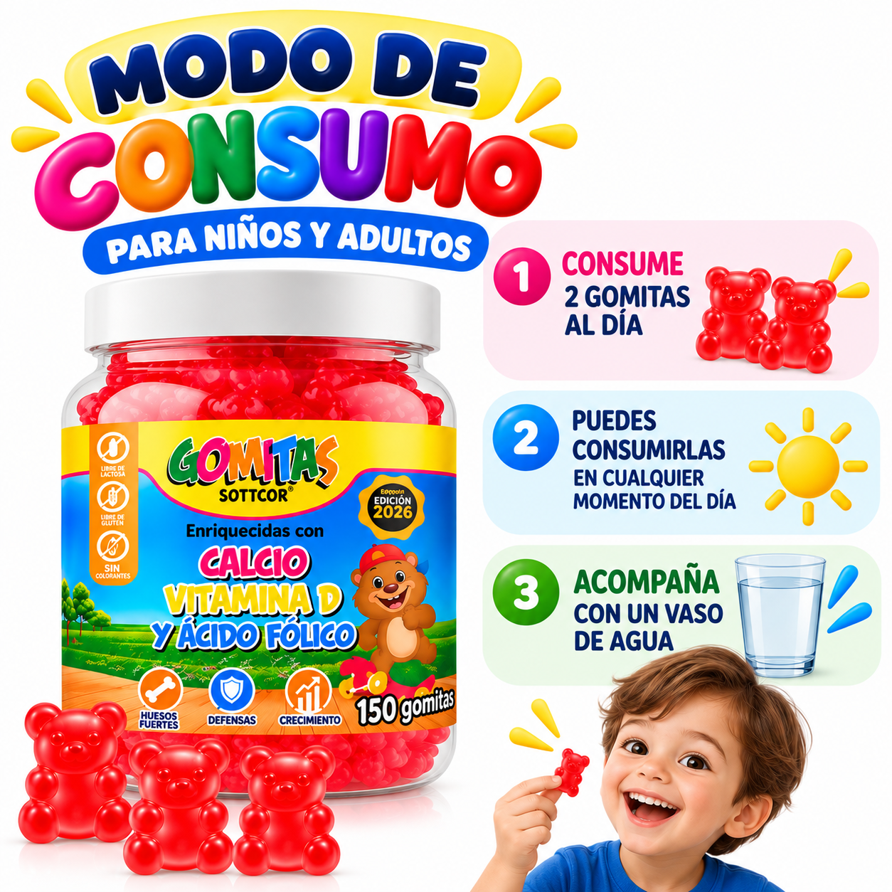 GOMITAS CALCIO NIÑOS 150 GOMITAS SOTTCOR LABS - 4