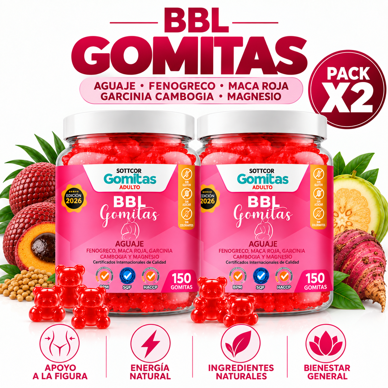 PACK 2 GOMITAS DE AGUAJE BBL 300 UND SOTTCOR LABS - 1