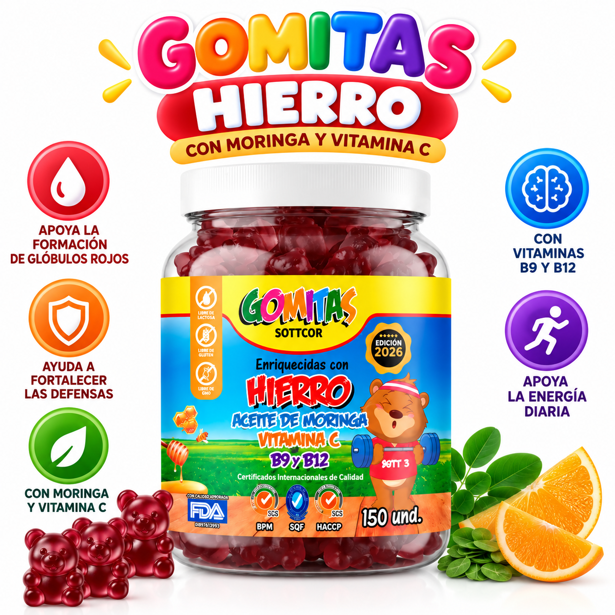 GOMITAS HIERRO NIÑOS 150 UND SOTTCOR LABS - 1