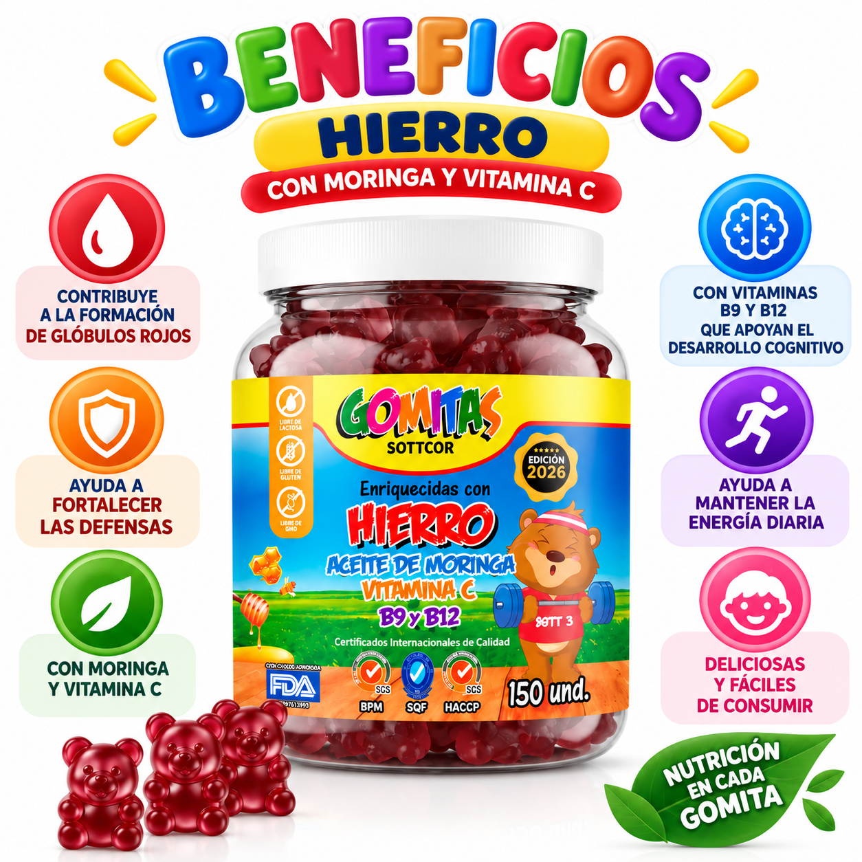 GOMITAS HIERRO NIÑOS 150 UND SOTTCOR LABS - 3