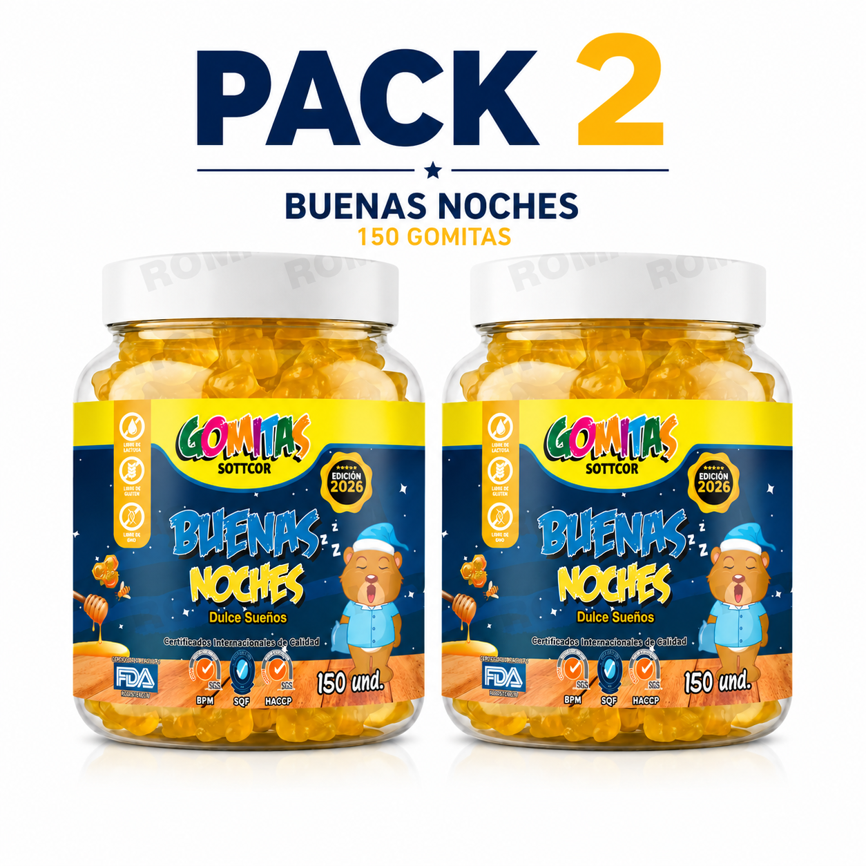 PACK 2 GOMITAS BUENAS NOCHES PARA NIÑOS SOTTCOR LABS 150 UNIDADES - 1