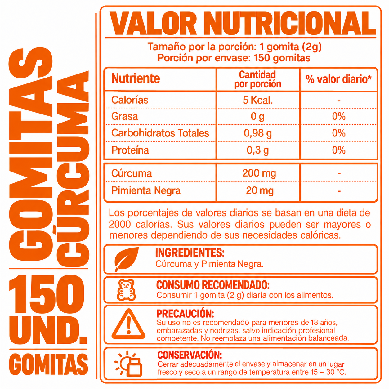 GOMITAS CÚRCUMA PARA ADULTOS 150 GOMITAS SOTTCOR LABS - 2