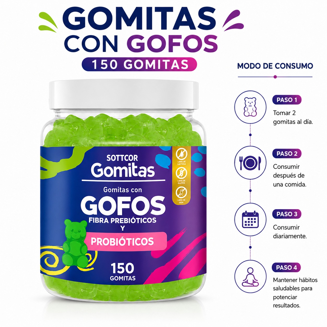 GOMITAS GOFOS NIÑOS 150 GOMITAS SOTTCOR LABS - 3