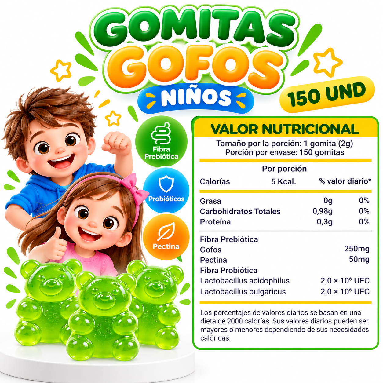 PACK 3 GOMITAS GOFOS NIÑOS 450 GOMITAS SOTTCOR LABS - 2