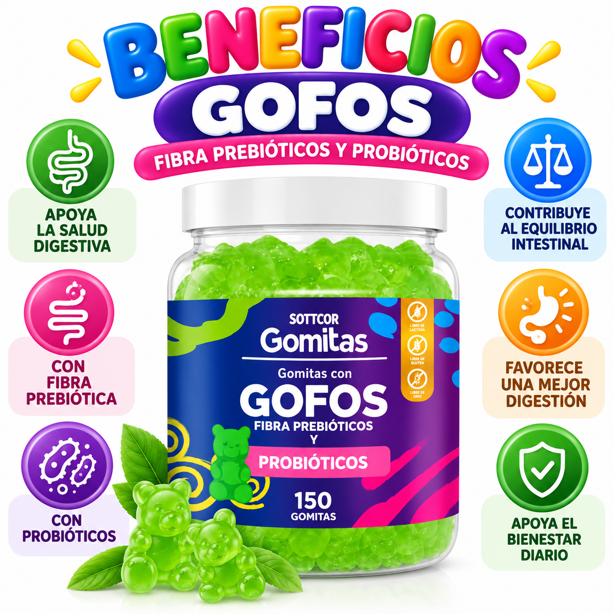 PACK 3 GOMITAS GOFOS NIÑOS 450 GOMITAS SOTTCOR LABS - 3