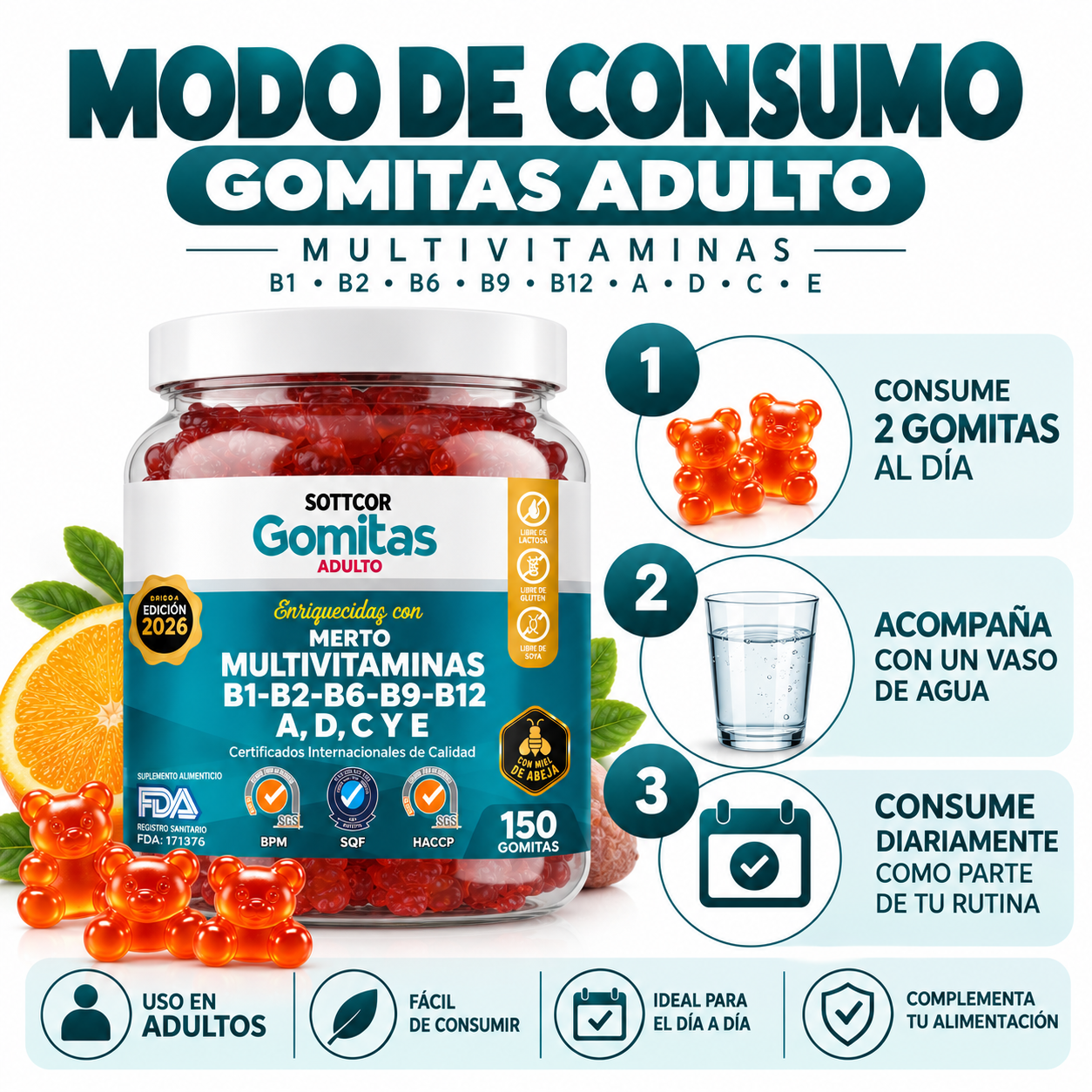 PACK 2 GOMITAS MULTIVITAMINAS 300 GOMITAS SOTTCOR LABS - 4