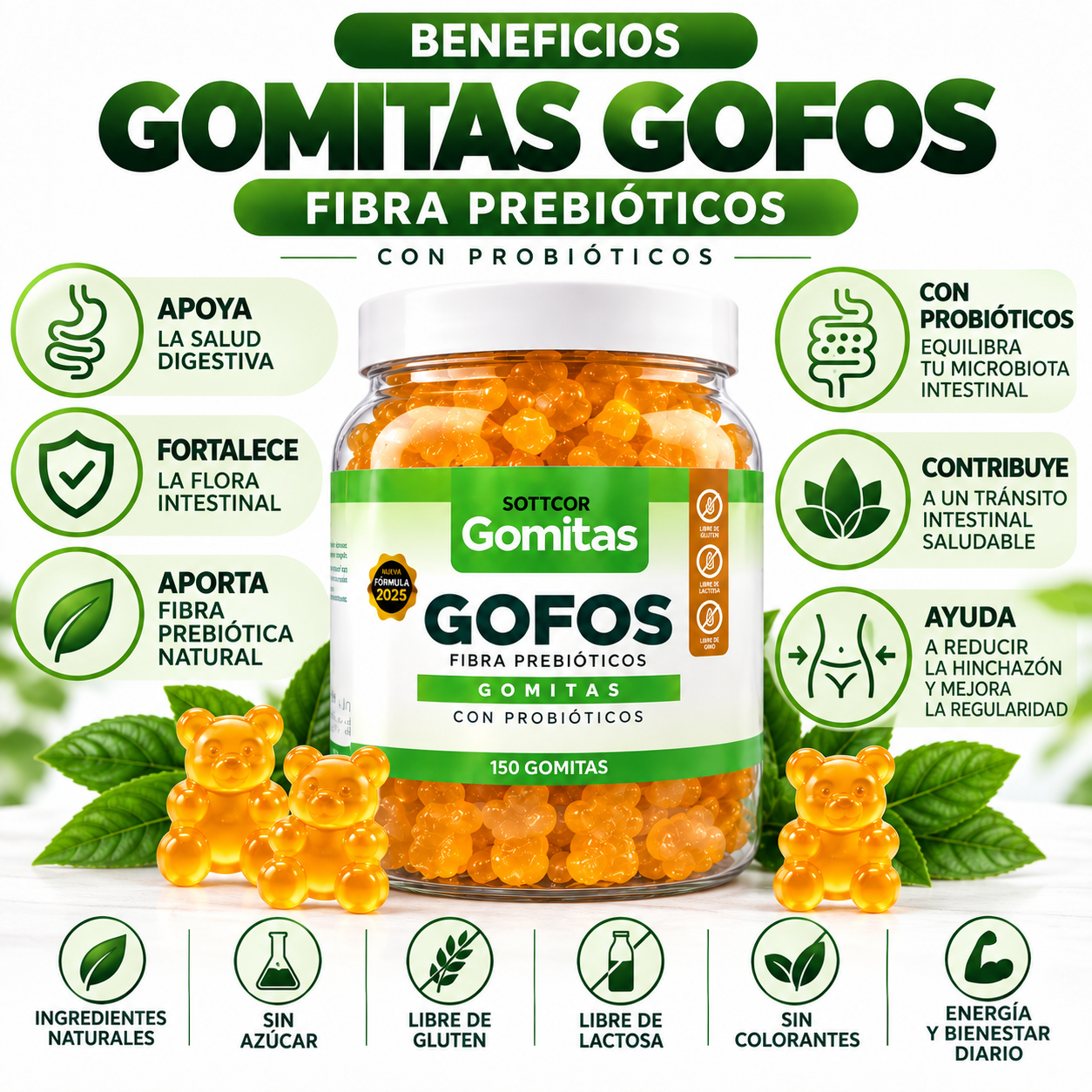 PACK 3 GOMITAS GOFOS PARA ADULTOS 450 GOMITAS SOTTCOR LABS - 3