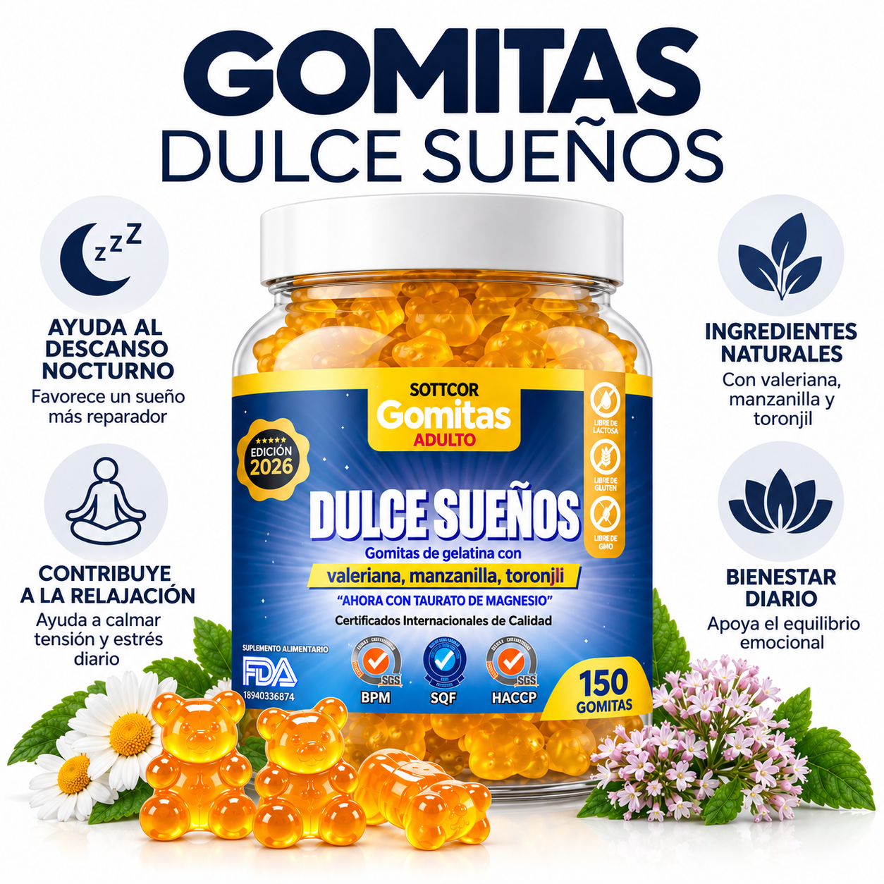 PACK 2 GOMITAS DULCES SUEÑOS CON VALERIANA 300 UND SOTTCOR LABS - 3