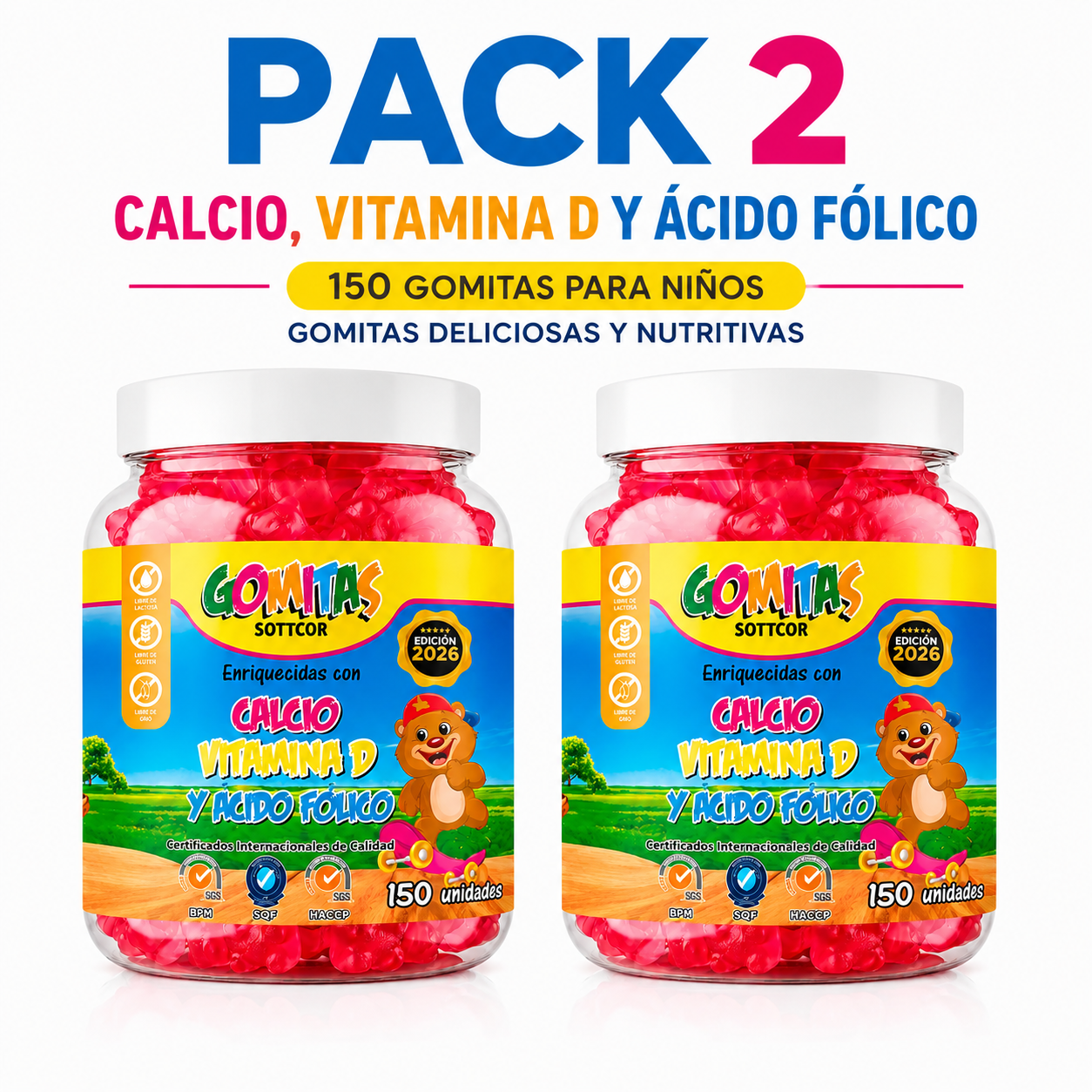 PACK 2 GOMITAS CALCIO NIÑOS 300 GOMITAS SOTTCOR LABS - 1