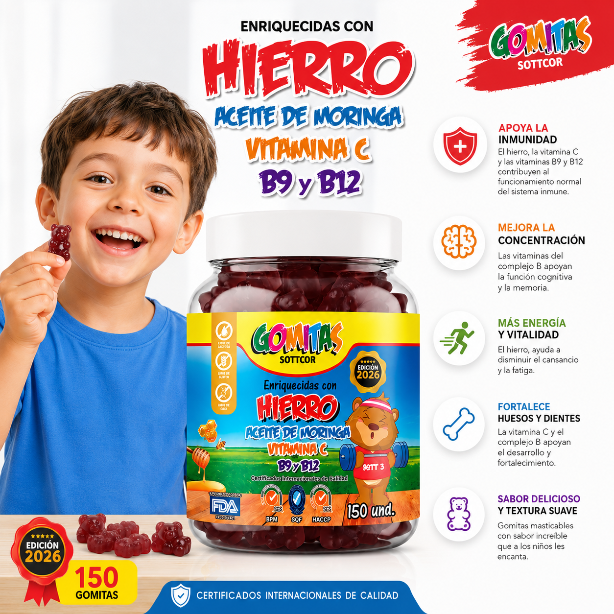 PACK 2 GOMITAS HIERRO NIÑOS 300 UND SOTTCOR LABS - 2