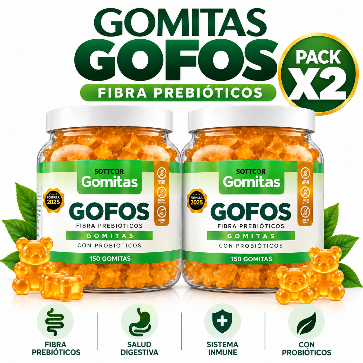 PACK 2 GOMITAS GOFOS PARA ADULTOS 300 GOMITAS SOTTCOR LABS - 1
