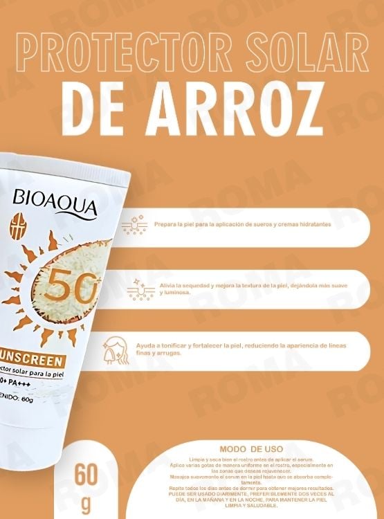 PACK 3 PROTECTOR SOLAR DE ARROZ SPF50 BIOAQUA 180G - 2