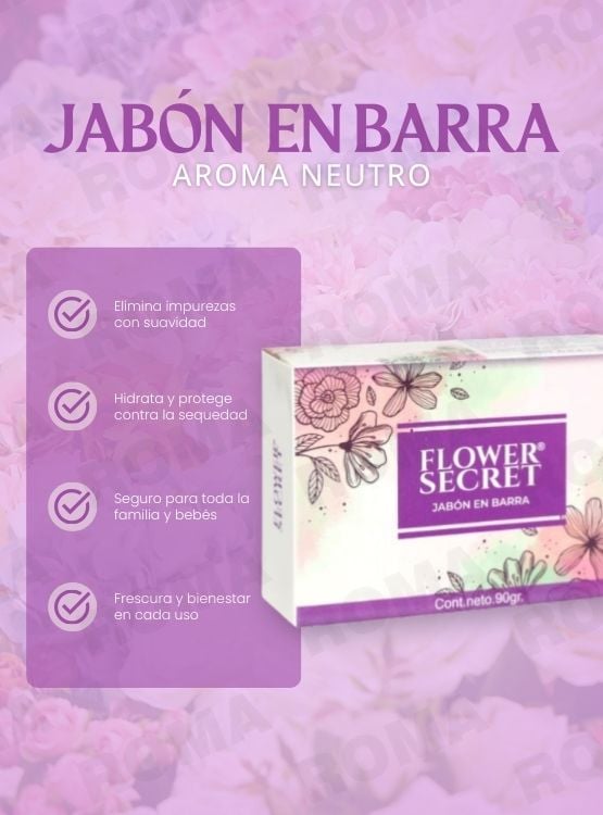 PACK 6 JABONES EN BARRA AROMA NEUTRO 540G FLOWER SECRET - 3